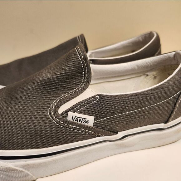 VANS "Asher" Gray Canvas Slip-On Sneakers Womans 8/38.5 Ret $135 WORN ONCE! - Picture 2 of 9